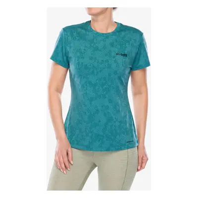 Dámské rychleschnoucí triko Columbia Bluebird Canyon S/S Crew - river blue popflorid jacquard