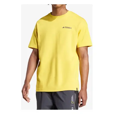 Bavlněné tričko adidas TERREX Nat Geo UF AEROREADY Graphic T-Shirt - eqt yellow