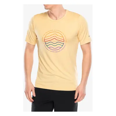 Tričko s potiskem Columbia Kwick Hike Graphic S/S Tee - dune heather/peaked lifestyle