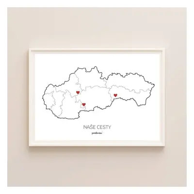 Vzpomínková mapa Naše cesty – Slovensko, A3 + rám