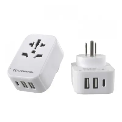 LIFEVENTURE World to US Travel Adaptor with USB (& USB C)