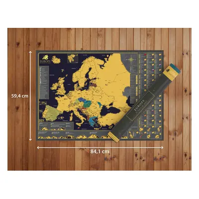 Stírací mapa Evropa, 84,1 x 59,4 cm