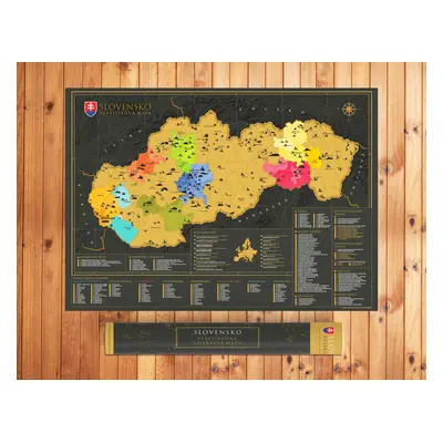 Stírací mapa Slovensko, 84,1 x 59,4 cm – vlastivědná