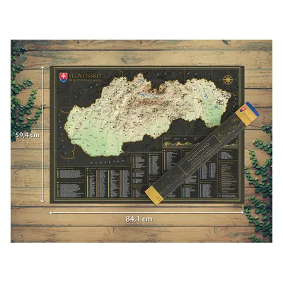 Stírací mapa Slovensko, 84,1 x 59,4 cm – přírodopisná