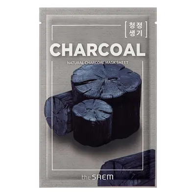 THE SAEM Natural Charcoal Mask Sheet - čistící jednorázová pleťová maska s dřevěným uhlím