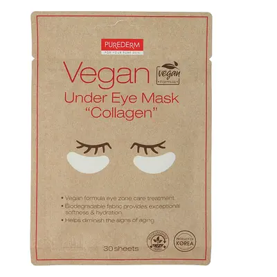 PUREDERM Vegan Under Eye Mask "Collagen"- sada textilních očních náplastí s kolagenem (30ks)