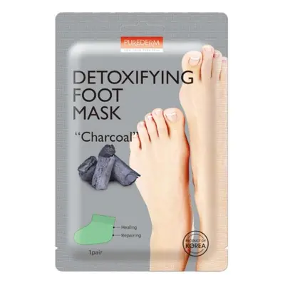 PUREDERM Detoxifying Foot Mask ,,Charcoal'' - detoxikační maska na nohy s dřevěným uhlím