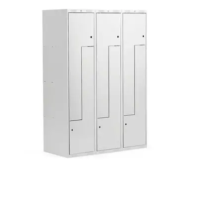 Šatní skříňka CLASSIC Z, 3 sekce, 6 boxů, 1800x1200x500 mm, kovové dveře, šedé