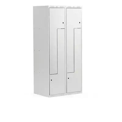 Šatní skříňka CLASSIC Z, 2 sekce, 4 boxy, 1800x800x500 mm, kovové dveře, šedé