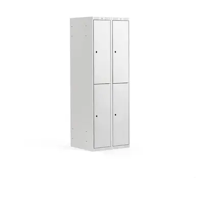 Boxová šatní skříň CLASSIC, 2 sekce, 4 boxy, 1740x600x550 mm, šedá, šedé dveře