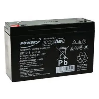 Powery náhradní 6V 12Ah nahrazuje Panasonic LC-R0612P Lead-Acid - neoriginální