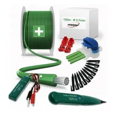 Powery Reparatur-Set: 150m Begrenzungskabel, 2,7mm + 300 Haken, 10 Verbinder, 4 Klemmen + Tracke