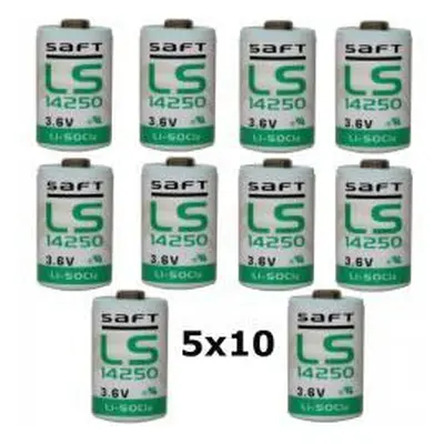 Saft 50x Lithium baterie LS14250 1/2AA 3,6Volt 1200mAh Lithium-Thionylchlorid - originální