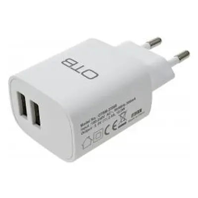 Powery Síťový adaptér Samsung, iPhone, HTC s 2x USB 2,1A 2400mA 100-250V - neoriginální