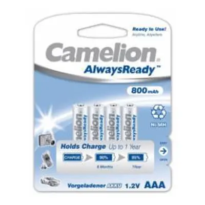 Camelion Nabíjecí AAA mikrotužkové baterie HR03 AlwaysReady, Ni-MH 4ks v balení 800mAh - originá