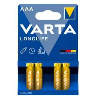 Varta Batterien AAA LR03 alkalická Micro Longlife 1,5V 4ks balení