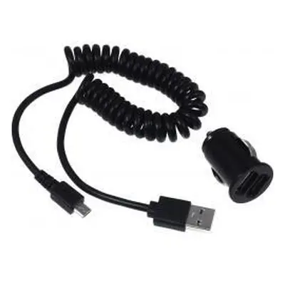 Powery Autonabíječka 12-24V 2 x USB vč. USB Spiralkabel s Micro USB