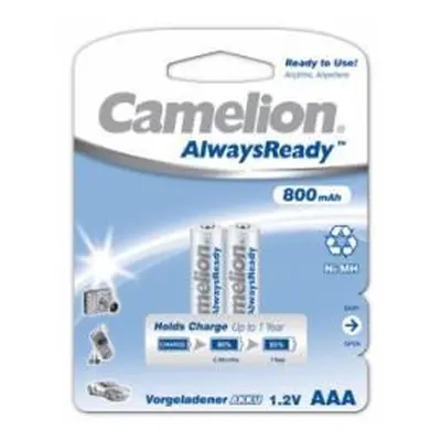 Camelion Nabíjecí AAA mikrotužkové baterie HR03 AlwaysReady 2ks v balení 800mAh - NiMH 1,2V - o