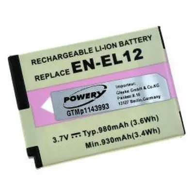 Powery Nikon EN-EL12 980mAh Li-Ion 3,7V - neoriginální