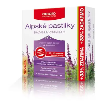 Cemio Alpské pastilky ŠALVĚJ a VITAMIN C pastilek30+10