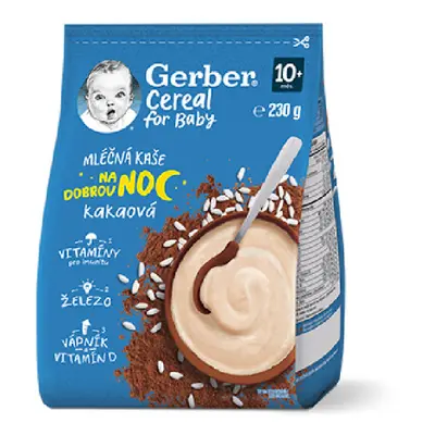 Gerber Cereal Mléčná kaše na dobrou noc kakao 230g 10M