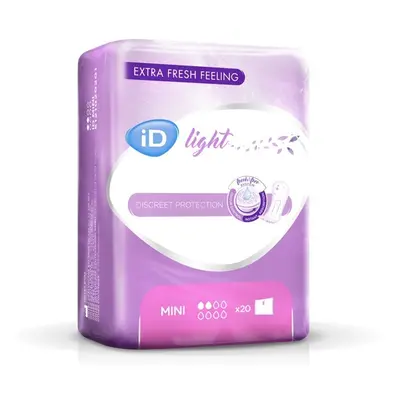 VLOŽKY ABSORPČNÍ ID LIGHT MINI 175ML,COTTON FEEL,JEDNOTLIVĚ BALENÉ,20KS