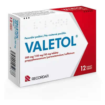 VALETOL 300MG/150MG/50MG TBL NOB 12