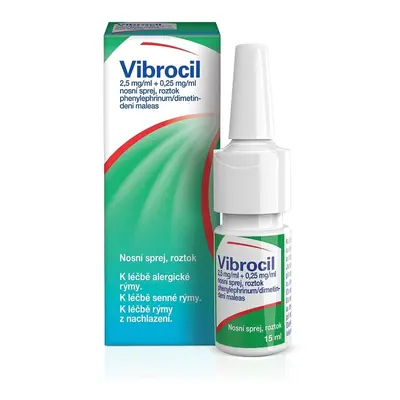 VIBROCIL 2,5MG/ML+0,25MG/ML nosní sprej při léčbě rýmy 15ml