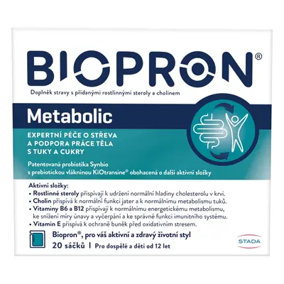 Biopron Metabolic, probiotika a prebiotika, podpora práce těla s tuky a cukry, 20 sáčků