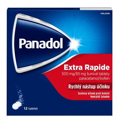 Panadol Extra Rapide 500mg/65mg, šumivé tablety na bolest a snížení horečky 12 tabl