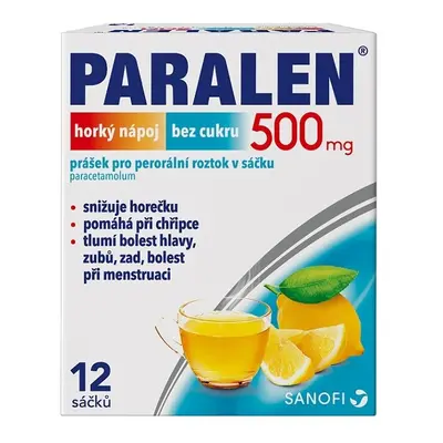 PARALEN HORKÝ NÁPOJ BEZ CUKRU 500MG POR PLV SOL SCC 12