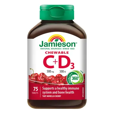 JAMIESON Vitamíny C a D3 třešeň cucací tbl.75