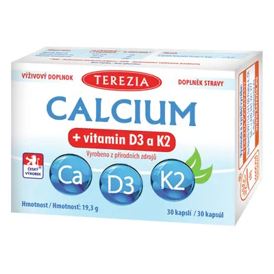 TEREZIA Calcium+vitamin D3 a K2 30 kapslí