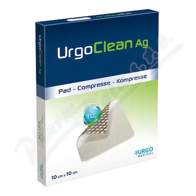 KRYTÍ ABSORPČNÍ URGOCLEAN AG S LIPIDOKOLOIDNÍ ČÁSTÍ,SE STŘÍBREM 10CMX10CM,MIKROADHERENTNÍ,VLÁKNA