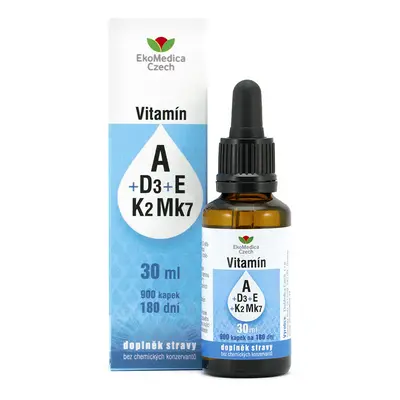 EKOMEDICA Vitamín A + Vitamín D3 + Vitamín E + Vitamín K2 + Vitamín Mk7 30ml