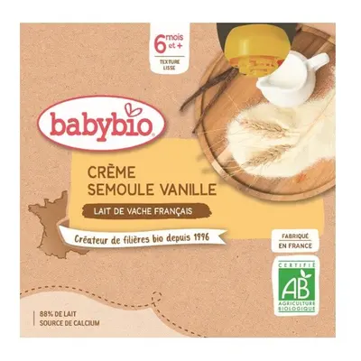 BABYBIO kravské mléko-krupice-vanilka 6m+ 4x85g