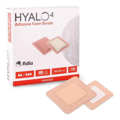 HYALO4 ADHESIVE SILICONE BORDER FOAM DRESSING 10 X 10 CM ADHEZIVNÍ PĚNOVÉ KRYTÍ SE SILIKONEM A L