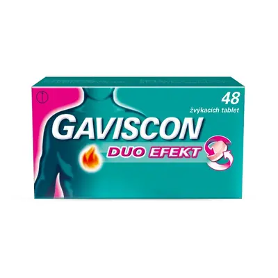 GAVISCON DUO EFEKT 250MG/106,5MG/187,5MG TBL MND 48