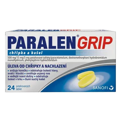 PARALEN GRIP CHŘIPKA A KAŠEL 500MG/15MG/5MG TBL FLM 24