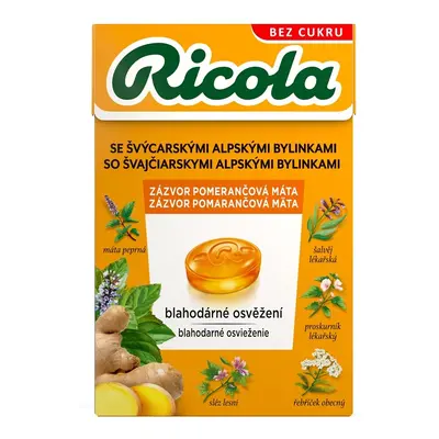 RICOLA Zázvor pomerančová máta bez cukru 40g