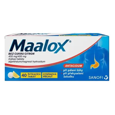 MAALOX BEZ CUKRU CITRON 400MG/400MG TBL MND 40