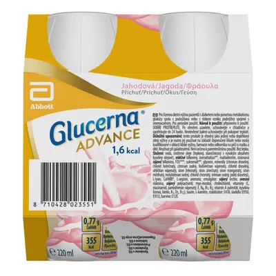 GLUCERNA ADVANCE 1,6 KCAL JAHODOVÁ PŘÍCHUŤ POR SOL 4X220ML