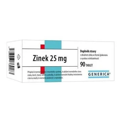 Zinek 25 mg tbl.90 Generica