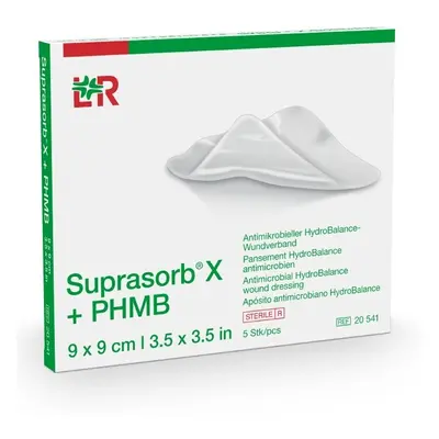 KRYTÍ HYDROBALANČNÍ ANTIMIKROBIÁLNÍ SUPRASORB X+PH 9X9CM,S POLYHEXANIDEM,PRO INFIKOVANÉ RÁNY,5KS