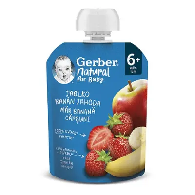 Gerber Natural kapsička jablko banán jahoda 90g 6M