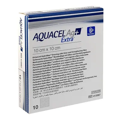 AQUACEL AG+ EXTRA 10X10 CM, KRYTÍ S TECHNOLOGIÍ HYDROFIBER A SE STŘÍ