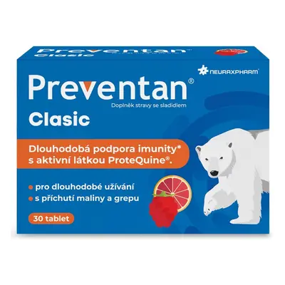 Preventan Clasic s příchutí maliny a grepu tbl.30