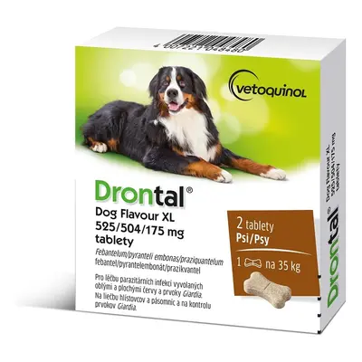 Drontal Dog Flavour XL 525/504/175mg pro psy 2 tablety