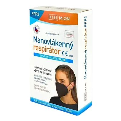 NANO M.ON nanovlákenný respirátor FFP2 černý 10ks