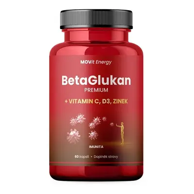 MOVit BetaGlukan 350 mg, Vitamín C, D3, Zinek 60 kapslí